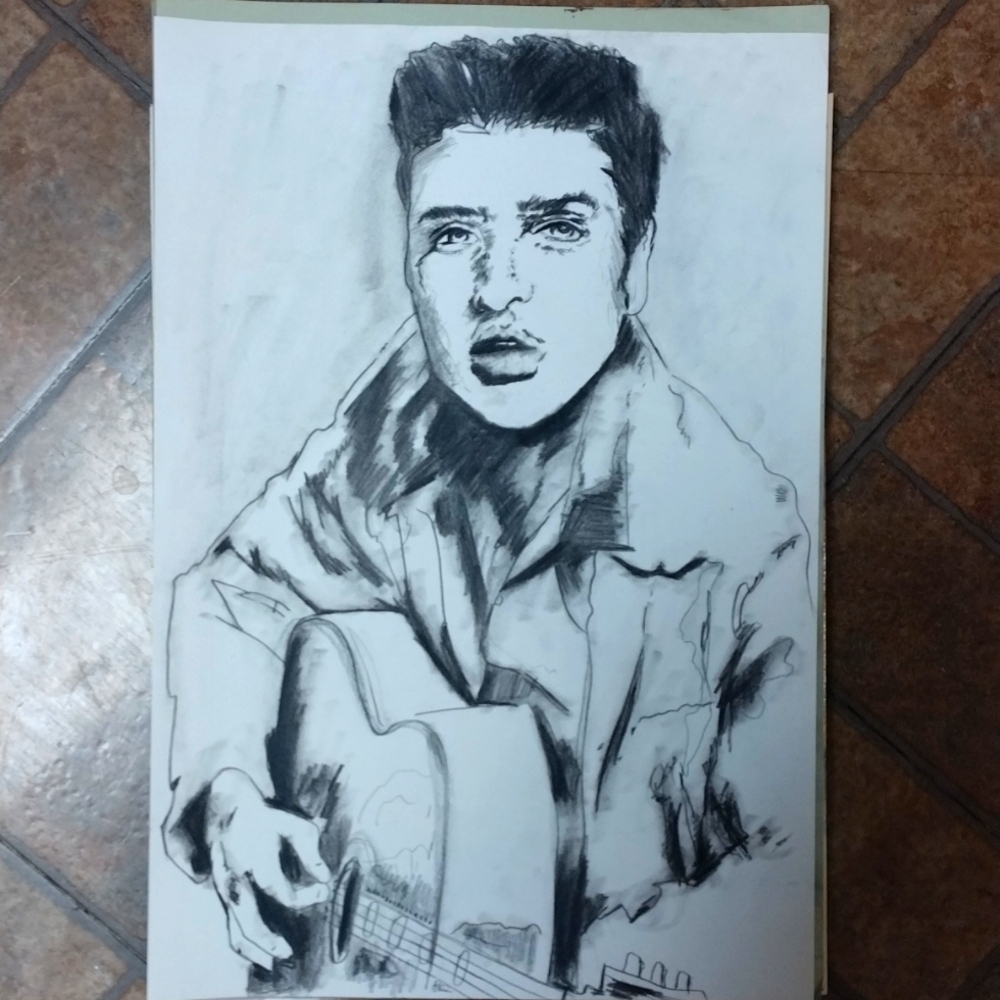 Elvis portrait charcoal. Orginal art!